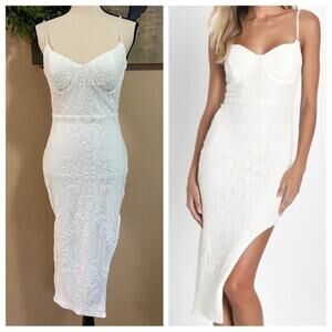 NWOT The Lulus Moonlit Love White Sequin Bustier Sleeveless Midi Dress